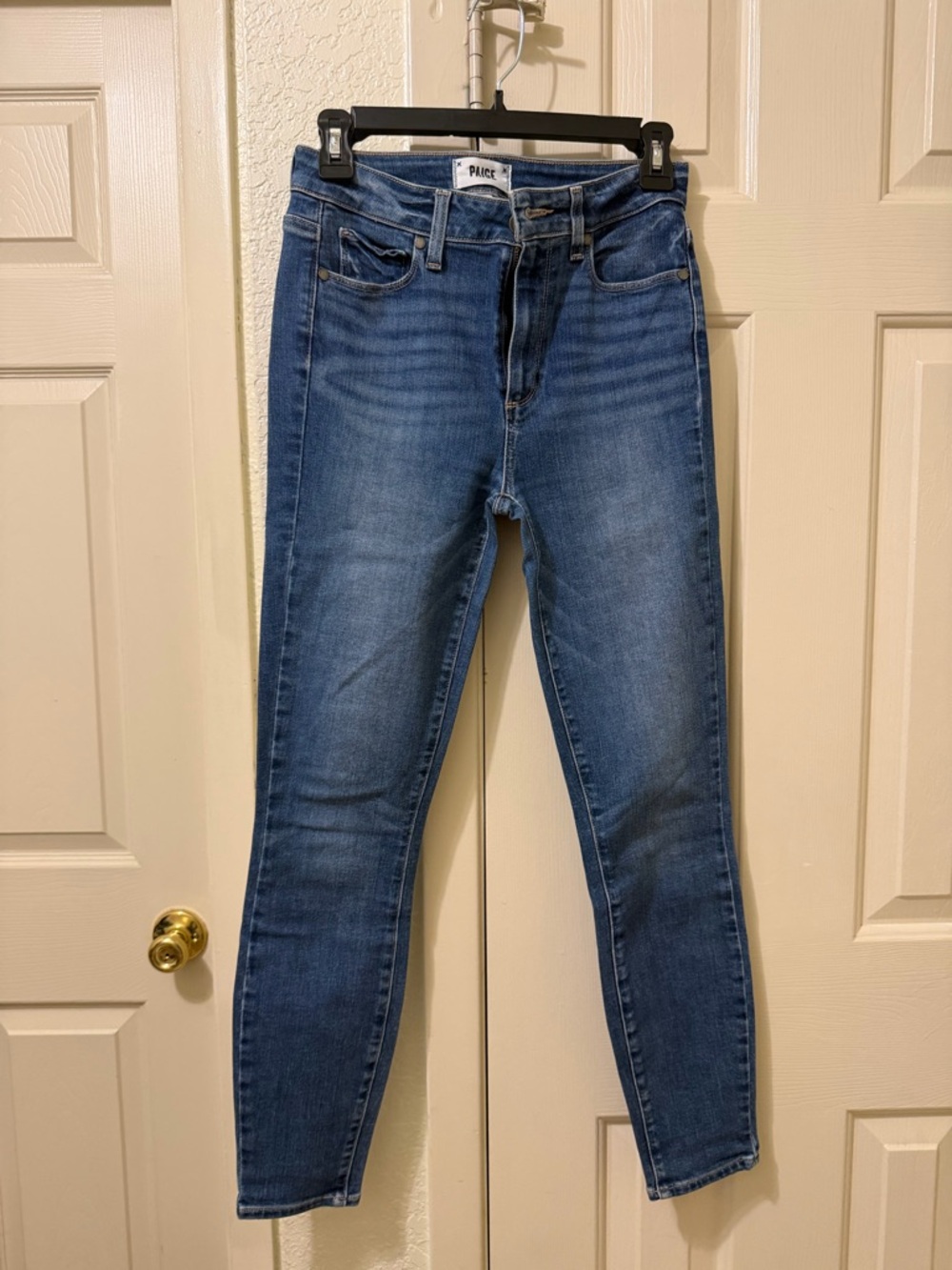 PAIGE Mid-Blue High Rise Skinny Jeans